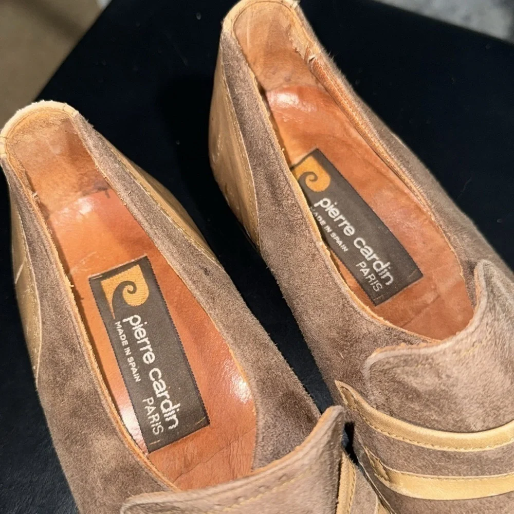 Pierre Cardin shoes men’s vintage slip on‎ loafers 7.5 leather tan suede